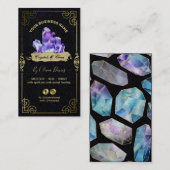 Carte De Visite Cristal Ésotérique Noir Violet Et Or (Devant / Derrière)