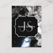 Carte De Visite Cristaux blancs dans l'espace noir Monogramme (Dos)