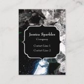 Carte De Visite Cristaux blancs dans l'espace noir Monogramme (Devant)