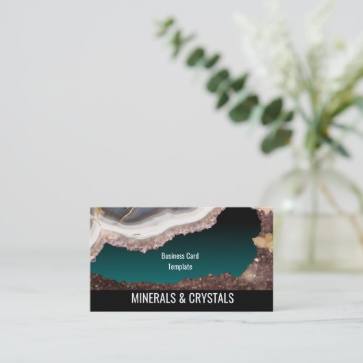 Carte De Visite Cristaux d'améthyste de Geode de roche d'agate (Debout devant)