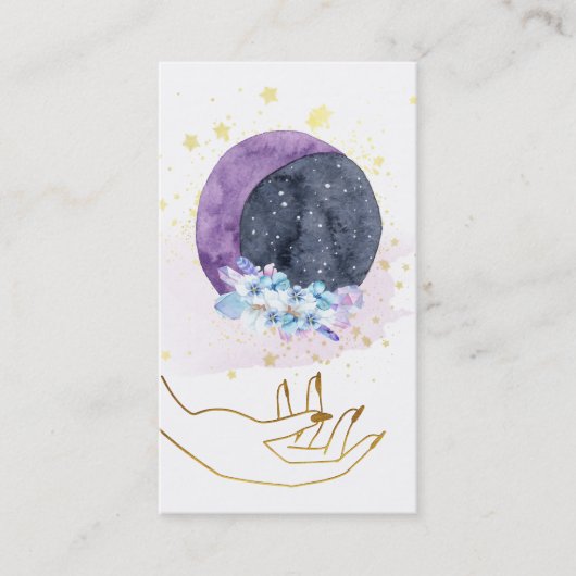 Carte De Visite *~* Cristaux de mains Lune Sky Cosmos Stars (Devant)