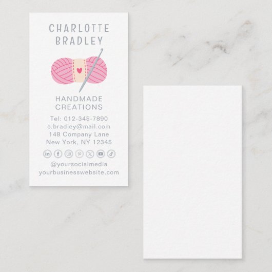 Carte De Visite Crochet artisanal simple et moderne (Devant / Derrière)