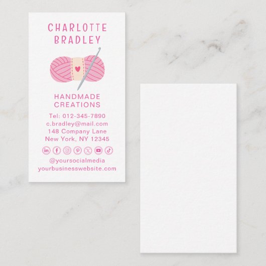 Carte De Visite Crochet artisanal simple et moderne (Devant / Derrière)