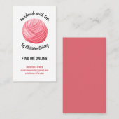 Carte De Visite Crochet d'artisanat rose| Fils de Tricot faits mai (Devant / Derrière)