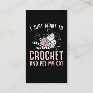 Carte De Visite Crochet et Cat Crafting Kitten et Yarn Lover