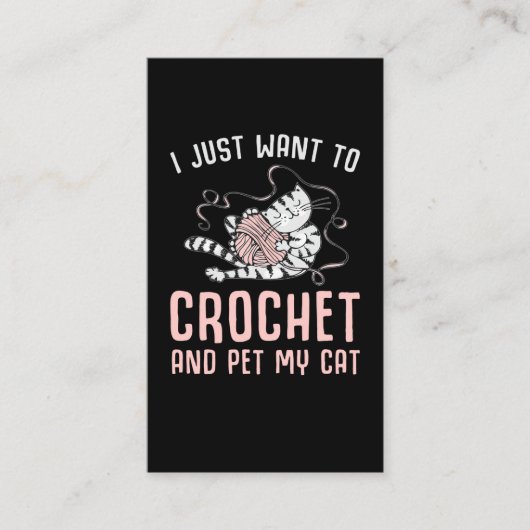 Carte De Visite Crochet et Cat Crafting Kitten et Yarn Lover (Devant)