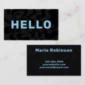 Carte De Visite Crochet moderne Bonjour Noir Bleu clair (Devant / Derrière)