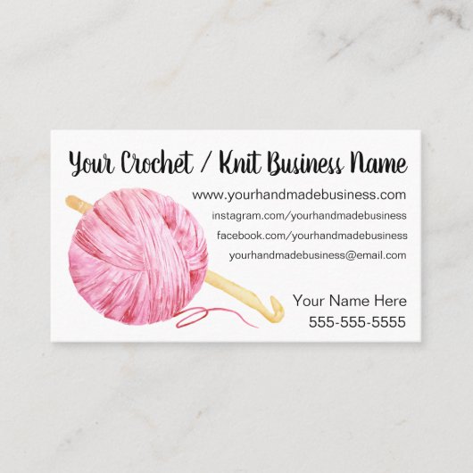 Carte De Visite Crochet rose de fil (Devant)