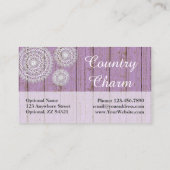 Carte De Visite Crochet rustique sur bois de ferme violet (Dos)