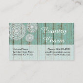 Carte De Visite Crochet rustique sur Turquoise Ferme Bois (Dos)