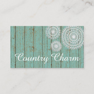 Carte De Visite Crochet rustique sur Turquoise Ferme Bois