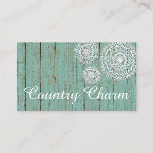 Carte De Visite Crochet rustique sur Turquoise Ferme Bois (Devant)