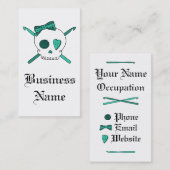 Carte De Visite Crochets de crâne et de crochet (turquoise) (Devant / Derrière)