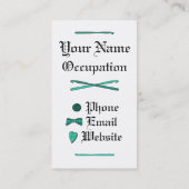 Carte De Visite Crochets de crâne et de crochet (turquoise) (Dos)