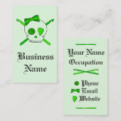 Carte De Visite Crochets de crâne et de crochet (vert de chaux) (Devant / Derrière)