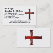 Carte de visite croisé de Templar (Devant / Derrière)