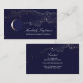 Carte De Visite Croissant de lune d'étoiles de nuit de marine et (Devant / Derrière)