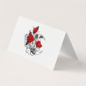 Carte De Visite Croissant mécanique avec roses rouges (Dos)