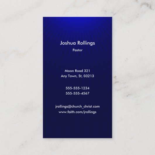 Carte De Visite Croix blanche chrétienne | bleu foncé (Dos)