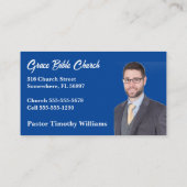 Carte De Visite Croix Bleue et Grey Pasteur ou Eglise diacre (Dos)