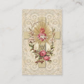Carte De Visite Croix catholique Rose Vierge Marie Lace (Devant)