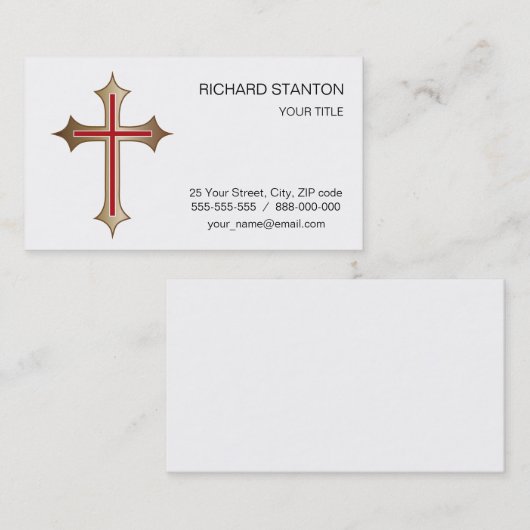 Carte De Visite Croix chrétienne (Devant / Derrière)
