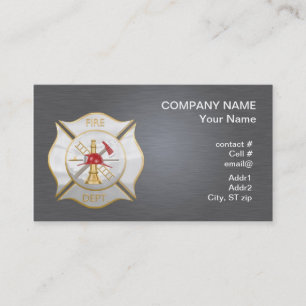 Carte De Visite Croix de lutte contre l'incendie maltaise argenté