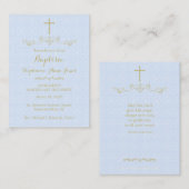 Carte De Visite Croix d'or et lauriers en bleu clair (Devant / Derrière)