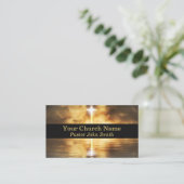 Carte De Visite Croix d'or Pasteur de l'église de réflexion Noir (Debout devant)