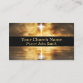 Carte De Visite Croix d'or Pasteur de l'église de réflexion Noir (Devant)