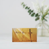 Carte De Visite croix en bois chrétienne de lever de soleil de (Debout devant)