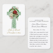Carte De Visite Croix irlandaise Mariage catholique privilégier la (Devant / Derrière)