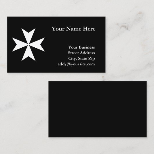 Carte De Visite Croix maltaise blanche (Devant / Derrière)