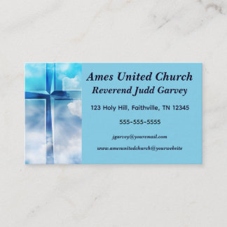 Carte De Visite Croix modifiable dans les nuages Chef de l'église