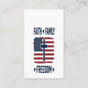 Carte De Visite Croix Patriotique Foi Famille Liberté Drapeau USA