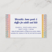 Carte De Visite Croix point pixel art broderie fleurs bleu (Dos)