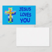 Carte De Visite Croix Saint personnalisable Jésus vous aime (Devant / Derrière)