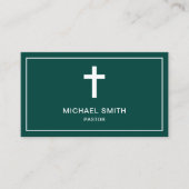 Carte De Visite Croix verte et blanche Jésus-Christ Pasteur (Devant)
