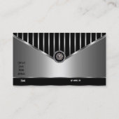 Carte De Visite Crome Argent Noir Bande Élégante Classé (Dos)