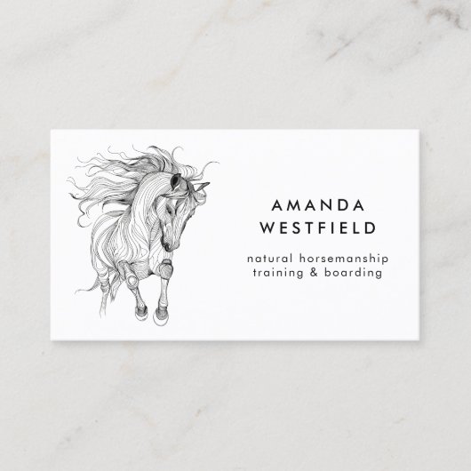 Carte De Visite Croquis équestre moderne équine minimale (Devant)
