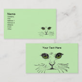 Carte De Visite Croquis noir visage de chat vert Yellow Eyes (Devant / Derrière)