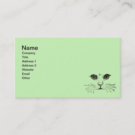 Carte De Visite Croquis noir visage de chat vert Yellow Eyes (Devant)