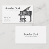 Carte De Visite Croquis Piano noir et blanc avec banc (Devant / Derrière)