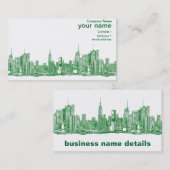 Carte De Visite Croquis vert de NYC (Devant / Derrière)