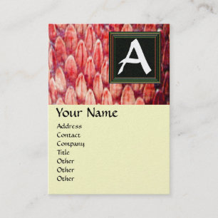 Carte De Visite CROTALUS MONOGRAM, papier métallique platine rouge