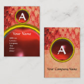 Carte De Visite CROTALUS MONOGRAMME TOPAZ, rouge vif rose (Devant / Derrière)