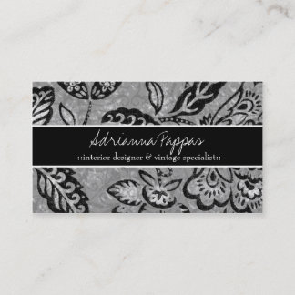 CARTE DE VISITE CRU 311 FLORAL NOIR GRIS