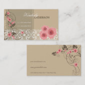 Carte De Visite Cru chic élégant de Fleur de roses de dentelle (Devant / Derrière)