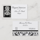 Carte De Visite Cru de luxe de motif de damassé de design (Devant / Derrière)