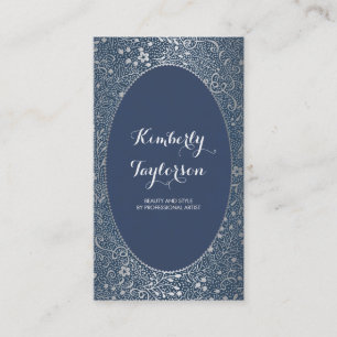 Carte De Visite Cru élégant d'argent et de marine pourtant moderne